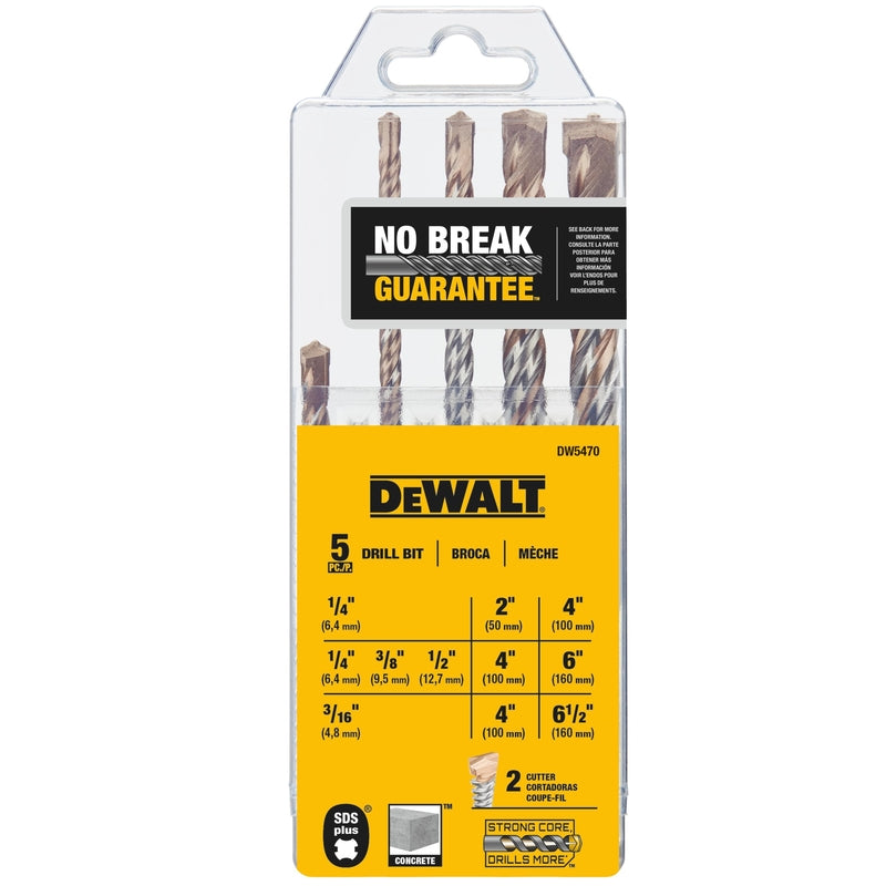 DeWalt Carbide Tipped Drill Bit Set SDS-Plus Shank 5 pc