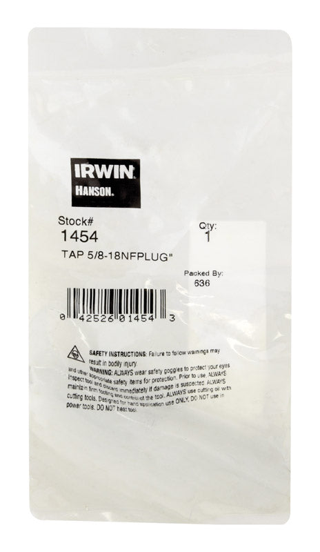 Irwin Hanson High Carbon Steel SAE Fraction Tap 5/8 in. 1 pc
