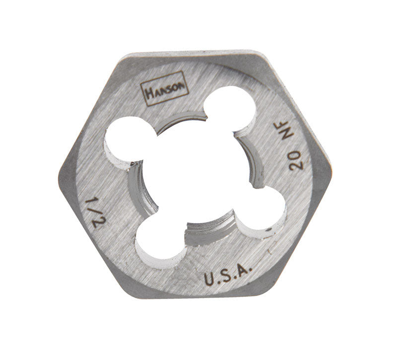Irwin Hanson High Carbon Steel SAE Hexagon Die 1/2-20 in. 1 pc