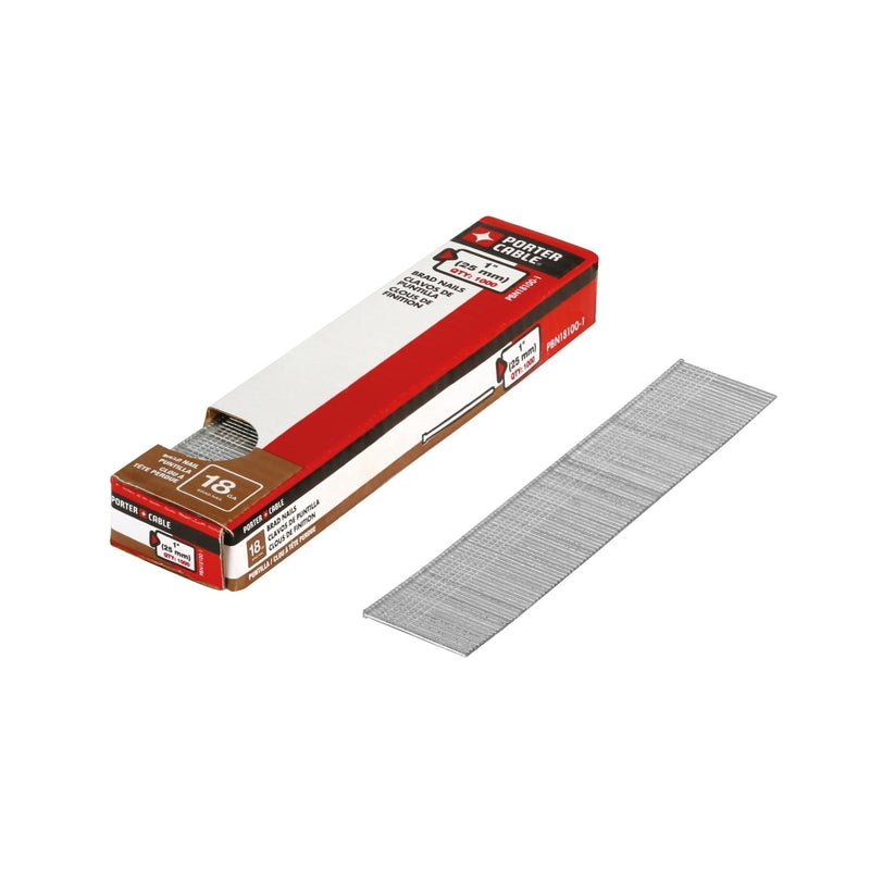 Porter Cable 1 in. L X 18 Ga. Straight Strip Galvanized Brad Nails 1,000 pk