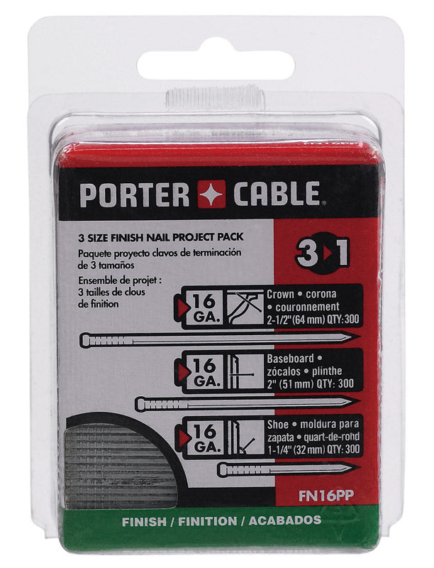 Porter Cable Assorted in. L X 16 Ga. Straight Strip Galvanized Finish Nails 900 pk