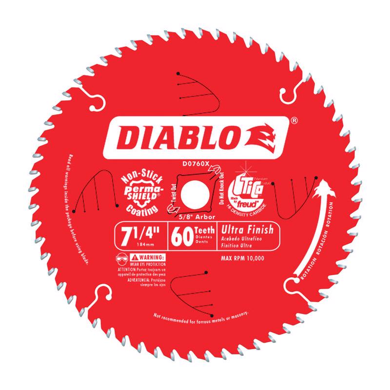 Diablo 7-1/4 in. D X 5/8 in. TiCo Hi-Density Carbide Finishing Saw Blade 60 teeth 1 pk