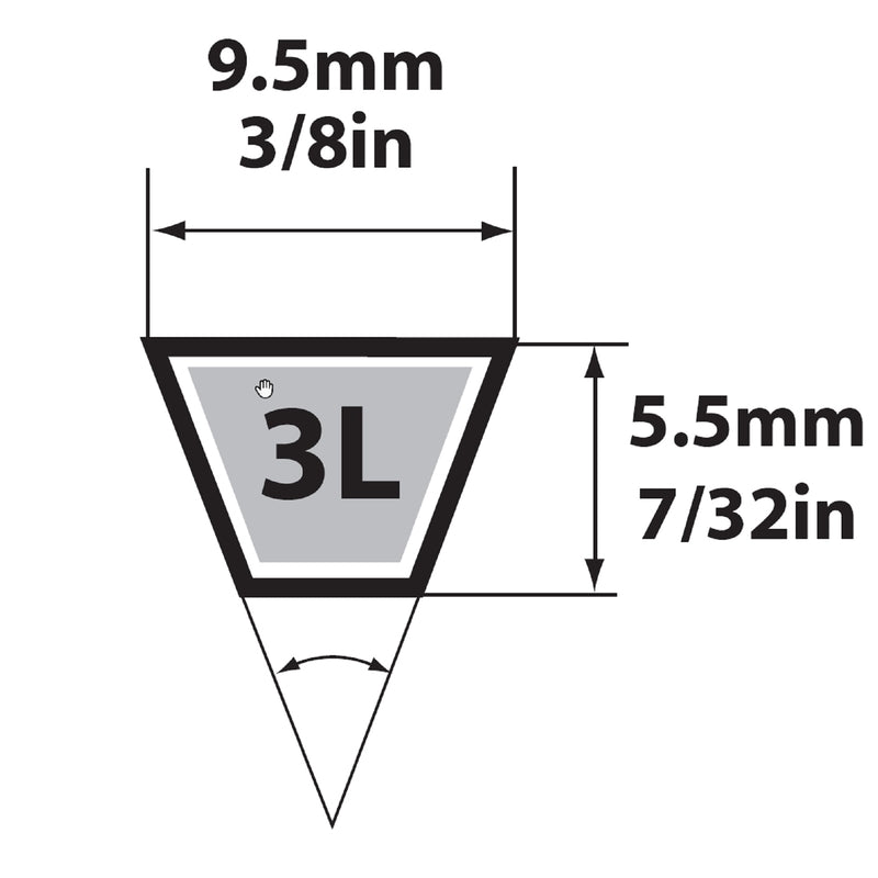 Mitsuboshi FHP 3L440 Standard General Utility V-Belt 0.38 in. W X 44 in. L For Fractional Horsepower