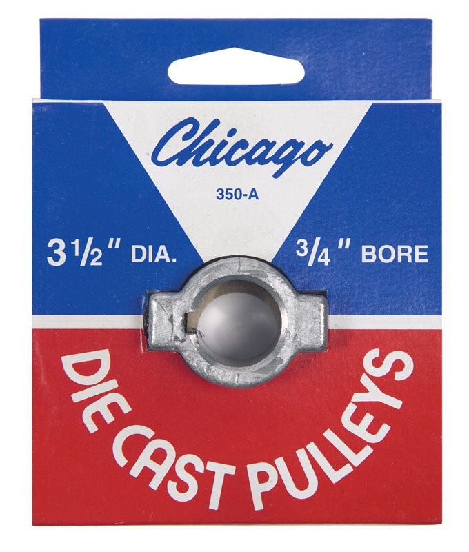 Chicago Die Cast 3 1/2 in. D Zinc Single V Grooved Pulley