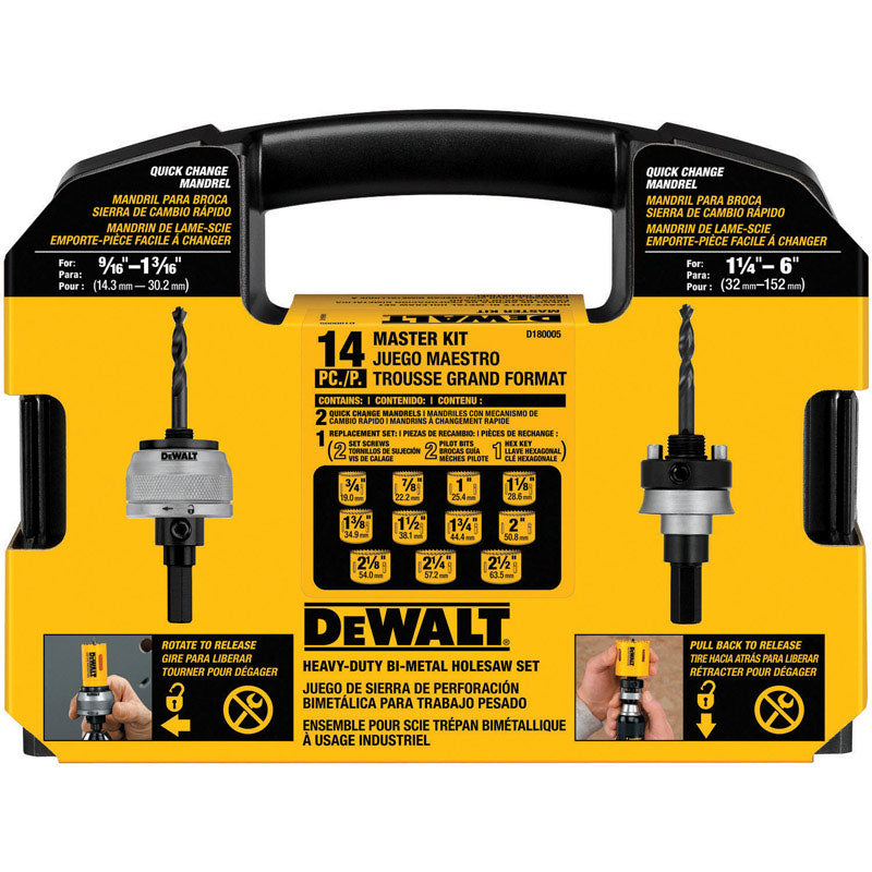 DeWalt Assorted in. Bi-Metal Hole Saw Kit 13 pc