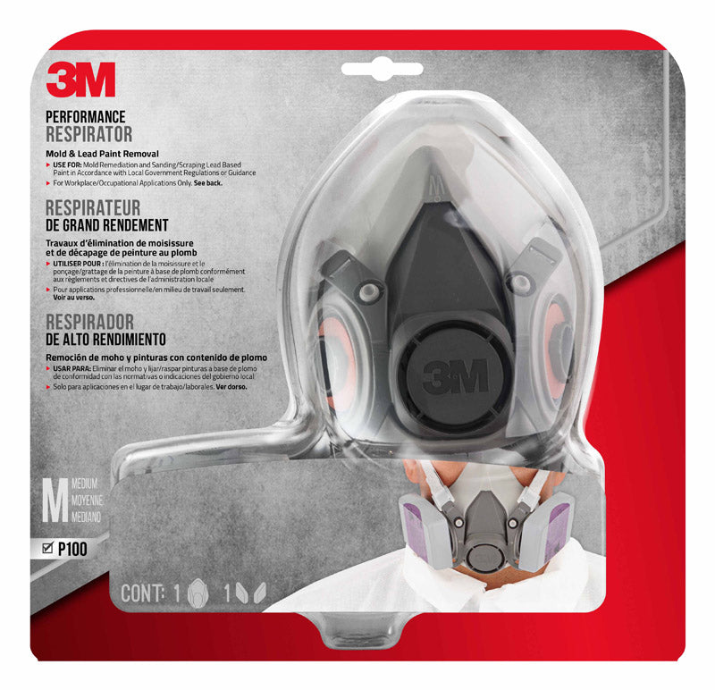 3M P100 Lead Paint Removal Respirator Valved Gray M 1 pk