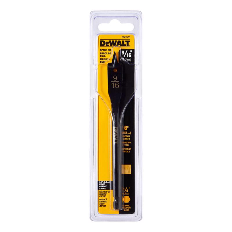 DeWalt 9/16 in. X 6 in. L Carbon Steel Spade Bit Hex Shank 1 pk