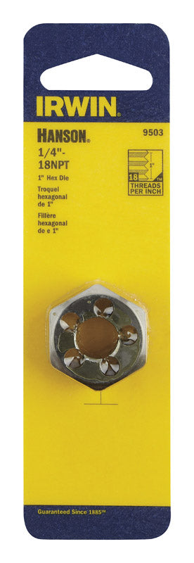 Irwin Hanson High Carbon Steel SAE Hexagon Die 1/4 in. 1 pc