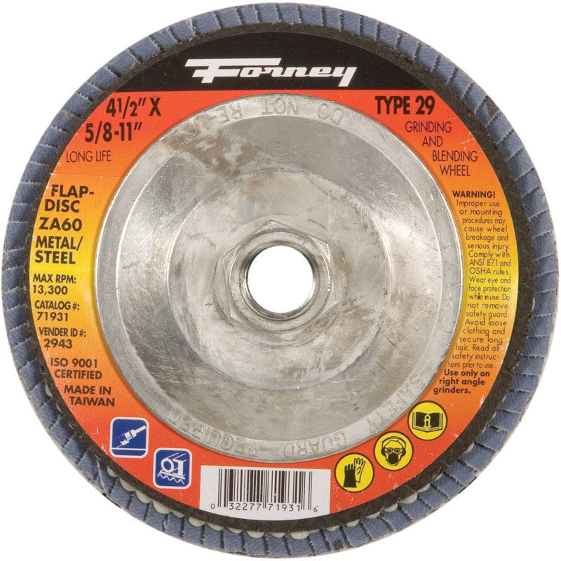Forney 4-1/2 in. D Zirconia Aluminum Oxide Thread Arbor Flap Disc 80 Grit 1 pc