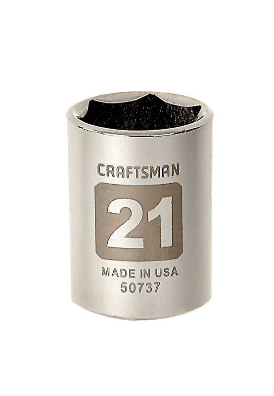 Craftsman 21 mm X 1/2 in. drive Metric 6 Point Standard Socket 1 pc