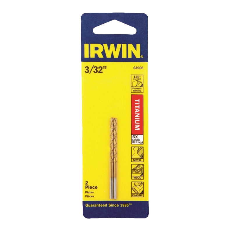 Irwin 3/32 in. X 2-1/4 in. L High Speed Steel Drill Bit Straight Shank 1 pc