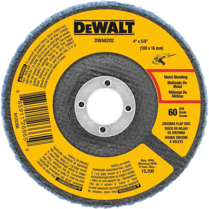 DeWalt 4 in. D X 5/8 in. Zirconia Type 29 Flap Disc 60 Grit 1 pc