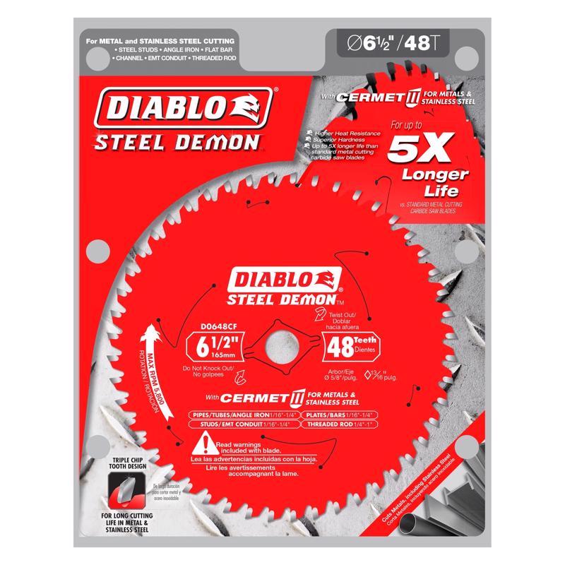 Diablo Steel Demon 6-1/2 in. D X 5/8 in. TiCo Hi-Density Carbide Metal Saw Blade 48 teeth 1 pk