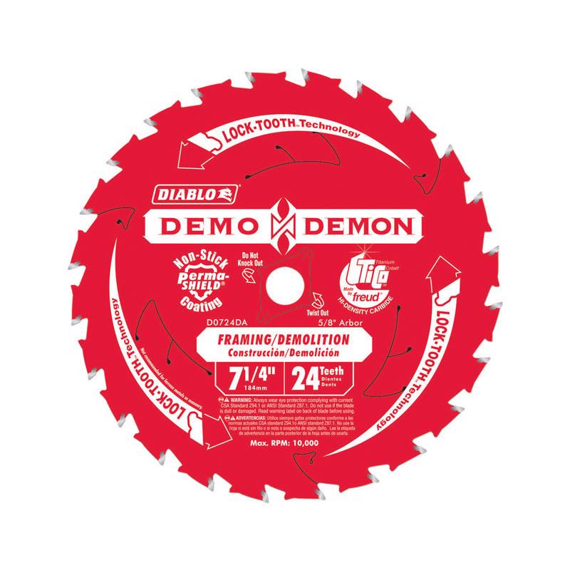 Diablo Demo Demon 7-1/4 in. D X 5/8 in. TiCo Hi-Density Carbide Circular Saw Blade 24 teeth 1 pk