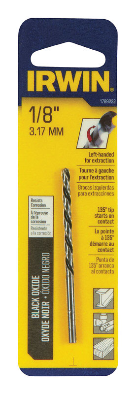 Irwin 1/8 in. X 2-3/4 in. L High Speed Steel Left Hand Drill Bit Round Shank 1 pc