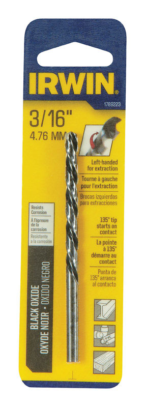 Irwin 3/16 in. X 3-1/2 in. L High Speed Steel Left Hand Drill Bit Round Shank 1 pc
