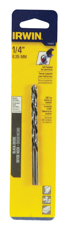 Irwin 1/4 in. X 4 in. L High Speed Steel Left Hand Drill Bit Round Shank 1 pc