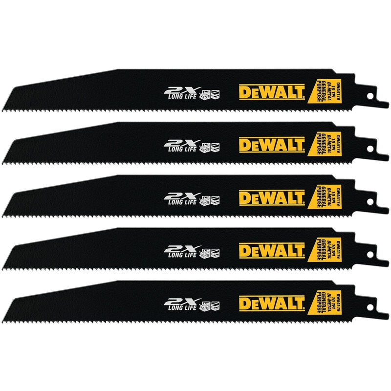 DeWalt 9 in. Bi-Metal Reciprocating Saw Blade 10 TPI 5 pk