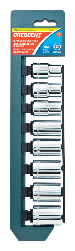 Crescent Assorted Sizes X 1/2 in. drive Metric 12 Point Socket Set 8 pc