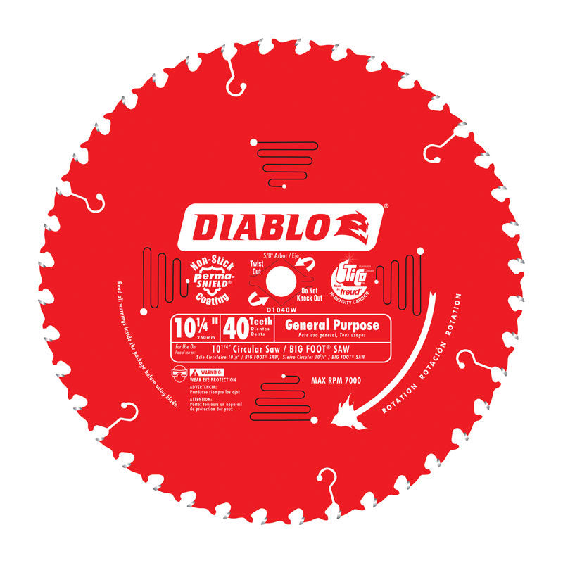 Diablo 10-1/4 in. D X 5/8 in. TiCo Hi-Density Carbide Circular Saw Blade 40 teeth 1 pk