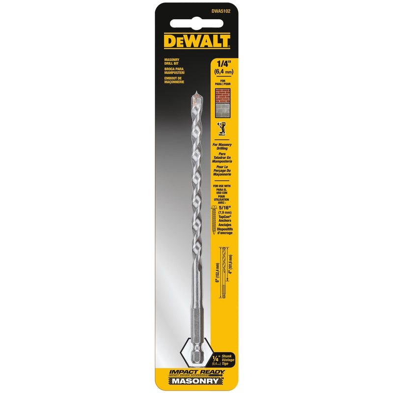 DeWalt 1/4 in. X 6 in. L Carbide Tipped Impact Ready Drill Bit Hex Shank 1 pc
