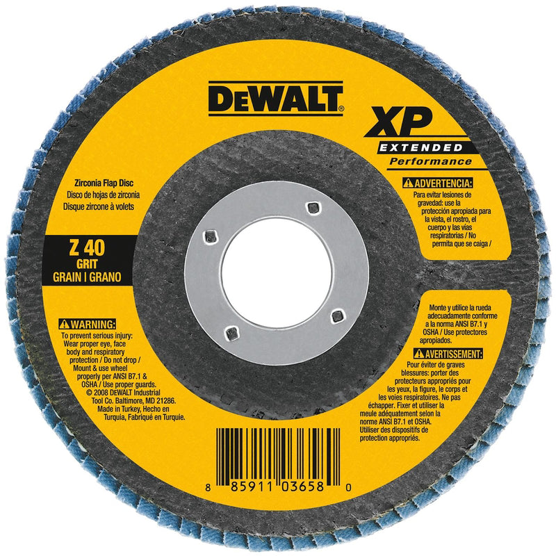 DeWalt Premium XP 4-1/2 in. D X 7/8 in. Zirconia Aluminum Oxide Flap Disc 40 Grit 1 pc