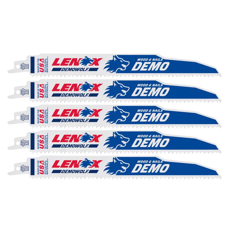 LENOX DEMOWOLF 9 in. Bi-Metal Reciprocating Saw Blade 6 TPI 5 pk