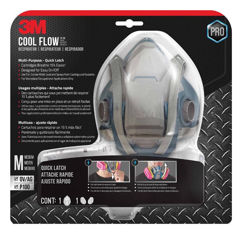 3M P100 Multi-Purpose Half Face Respirator Pro-Series Blue M 1 pc
