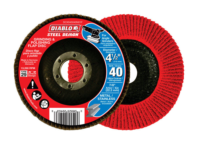 Diablo Steel Demon 4-1/2 in. D X 7/8 in. Zirconia Flap Disc 40 Grit 1 pk