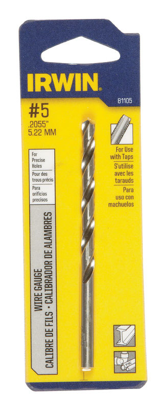 Irwin #5 X 3-3/4 in. L High Speed Steel Wire Gauge Bit Straight Shank 1 pc