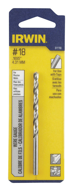 Irwin #18 X 3-1/4 in. L High Speed Steel Wire Gauge Bit Straight Shank 1 pc