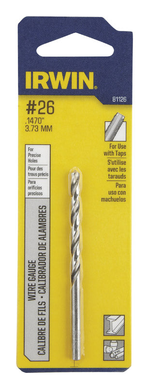 Irwin #26 X 3 in. L High Speed Steel Jobber Length Wire Gauge Bit Straight Shank 1 pk
