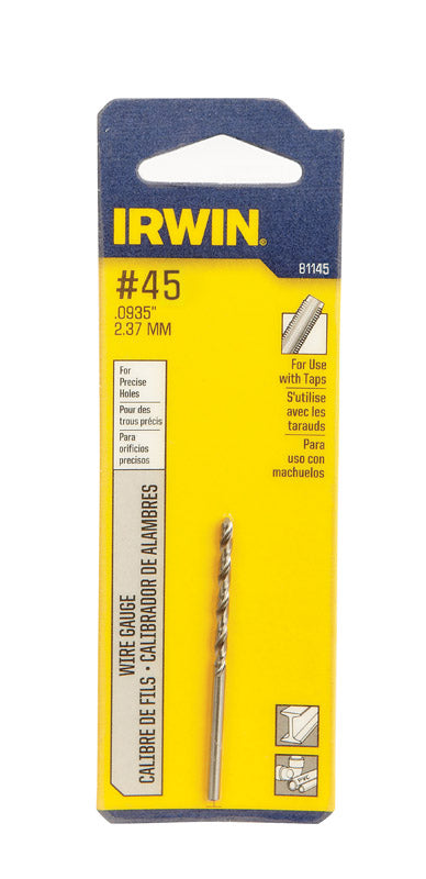 Irwin #45 X 2-1/8 in. L High Speed Steel Jobber Length Wire Gauge Bit Straight Shank 1 pk