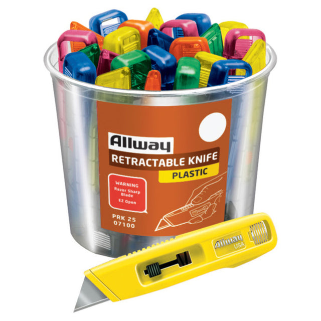 Allway 6 in. Retractable Utility Knife Assorted 25 pk