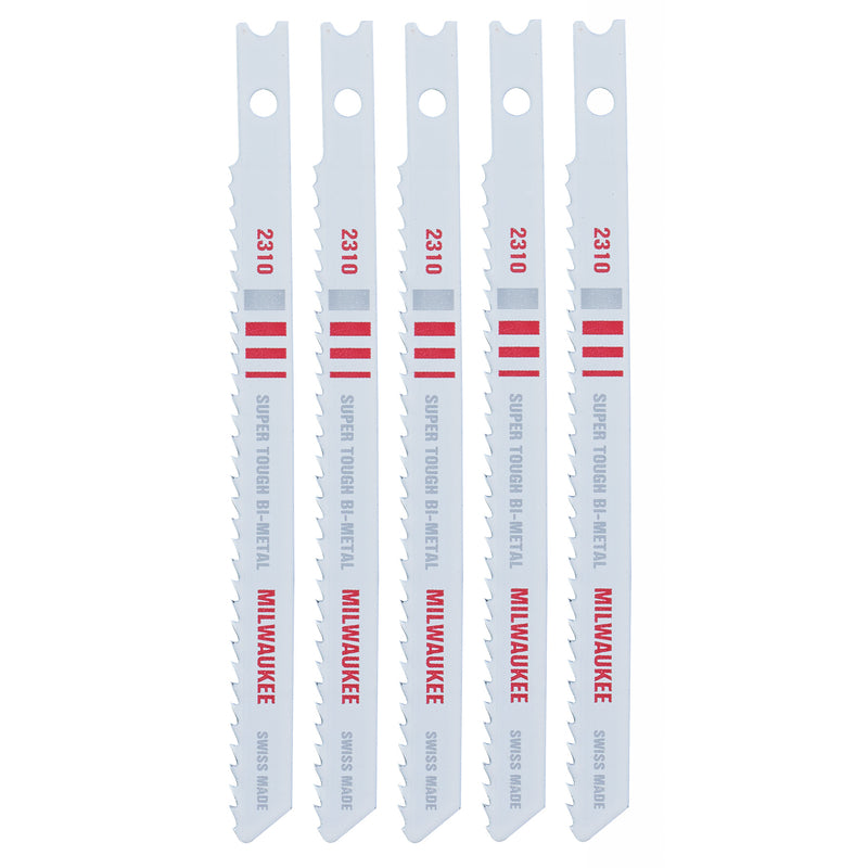 Milwaukee 4 in. Bi-Metal U-Shank Embedded cutting Jig Saw Blade 10 TPI 5 pk