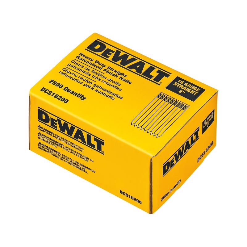 DeWalt 2 in. L X 16 Ga. Straight Strip Galvanized Finish Nails 2,500 pk