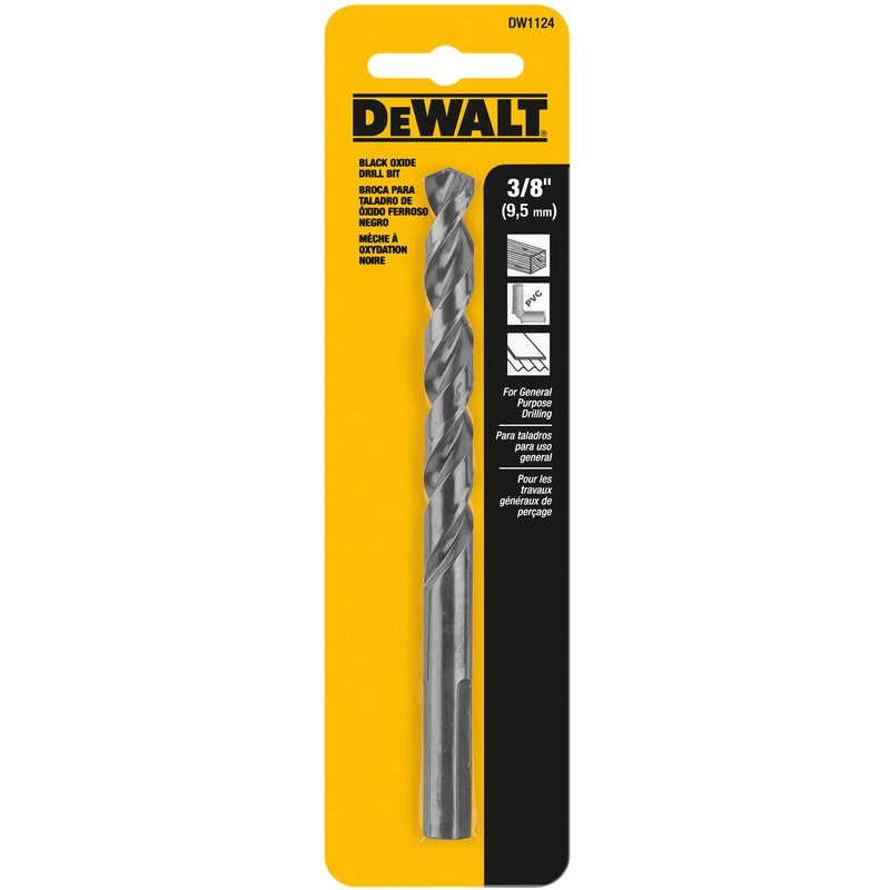 DeWalt Black & Gold 3/8 in. X 5 in. L High Speed Steel Split Point Drill Bit Round Shank 1 pc