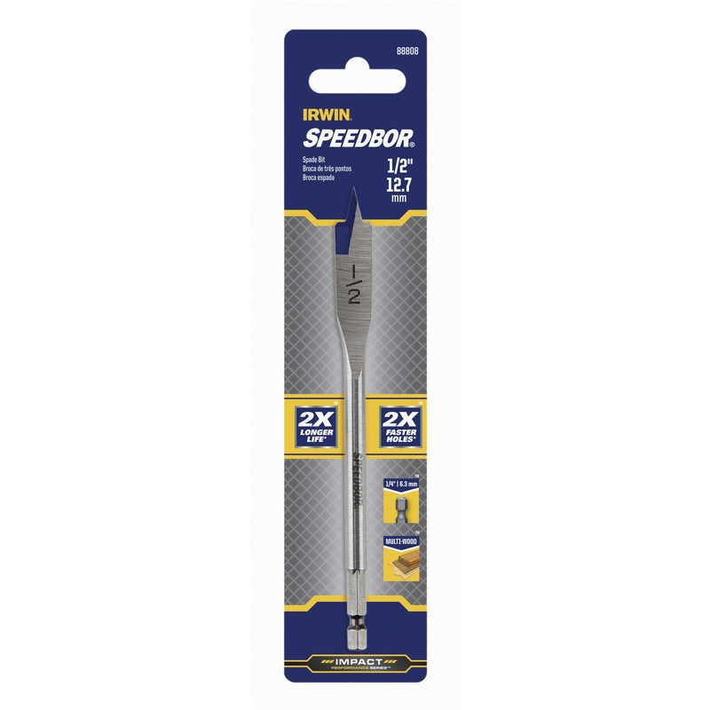 Irwin Speedbor 1/2 in. X 6 in. L Carbon Steel Wood Boring Bit Hex Shank 1 pc