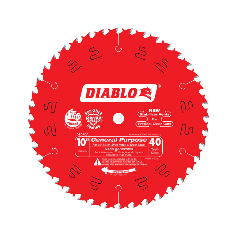 Diablo 10 in. D X 5/8 in. General Purpose TiCo Hi-Density Carbide Circular Saw Blade 40 teeth 1 pk