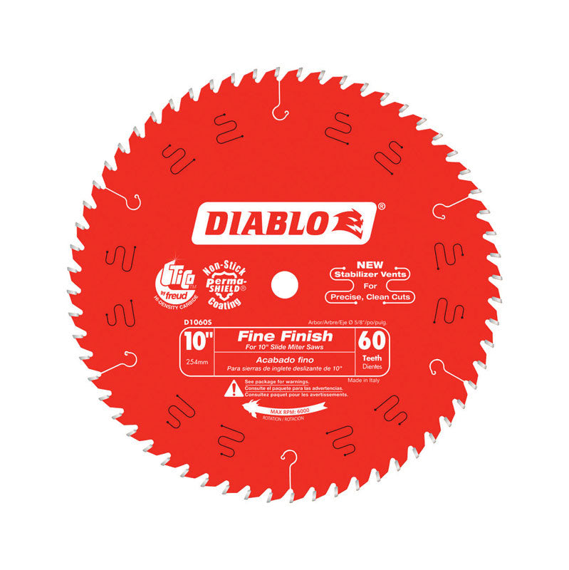 Diablo 10 in. D X 5/8 in. Fine Finish TiCo Hi-Density Carbide Circular Saw Blade 60 teeth 1 pk