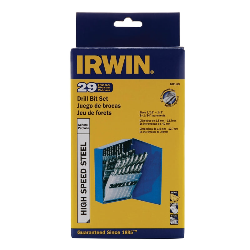 Irwin High Speed Steel Drill Bit Set Straight Shank 29 pc