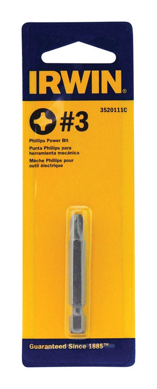 Irwin Phillips #3 X 1-15/16 in. L Power Bit S2 Tool Steel 1 pk