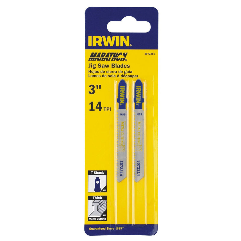 Irwin Marathon 3 in. High Speed Steel T-Shank Jig Saw Blade 14 TPI 2 pk