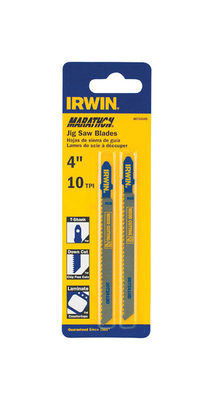 Irwin Marathon 4 in. Carbon Steel T-Shank Jig Saw Blade 10 TPI 2 pk