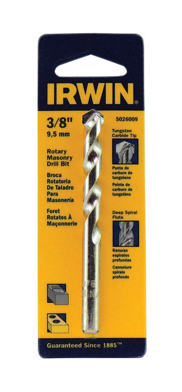Irwin 3/8 in. X 4 in. L Tungsten Carbide Tipped Rotary Drill Bit Straight Shank 1 pc
