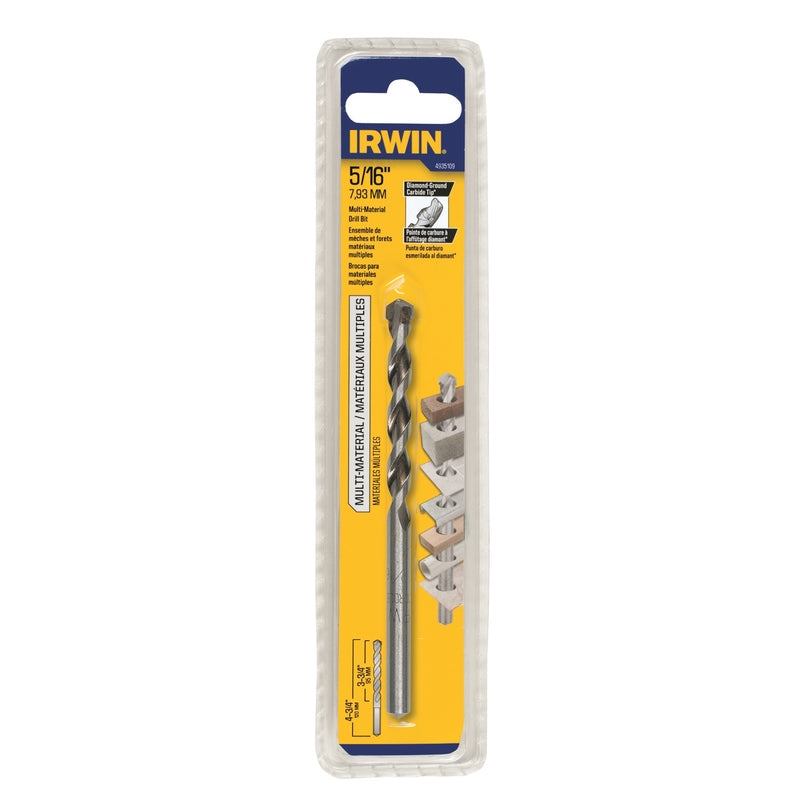 Irwin 5/16 in. X 4-3/4 in. L Carbide Tipped Percussion Drill Bit Straight Shank 1 pc