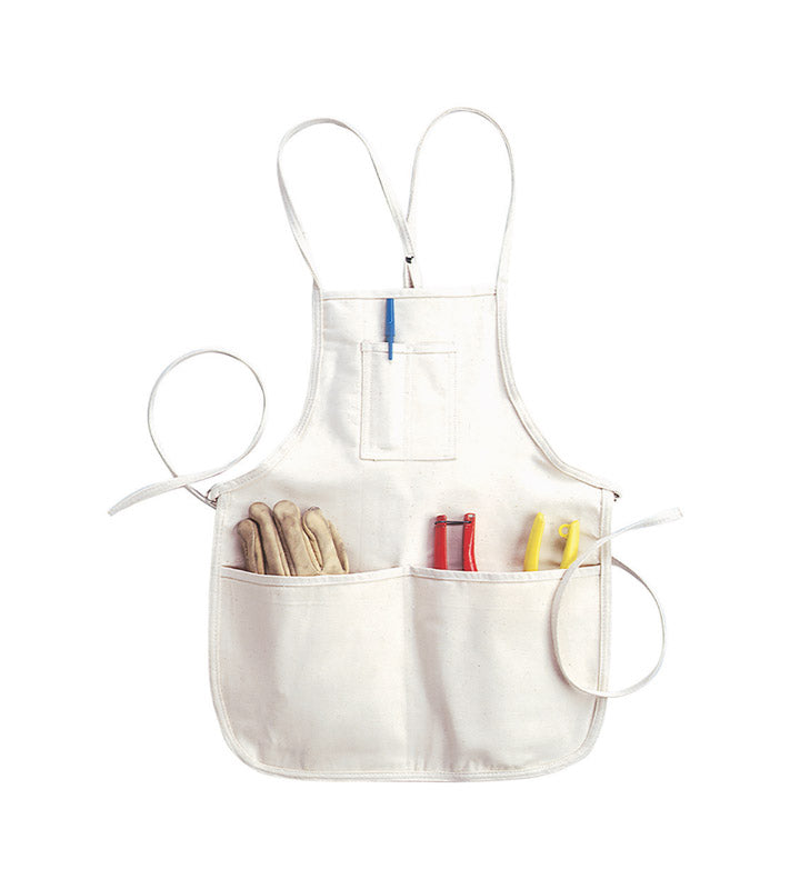 CLC Heavy Duty 4 pocket Canvas/Cotton Bib Apron White 1 pk