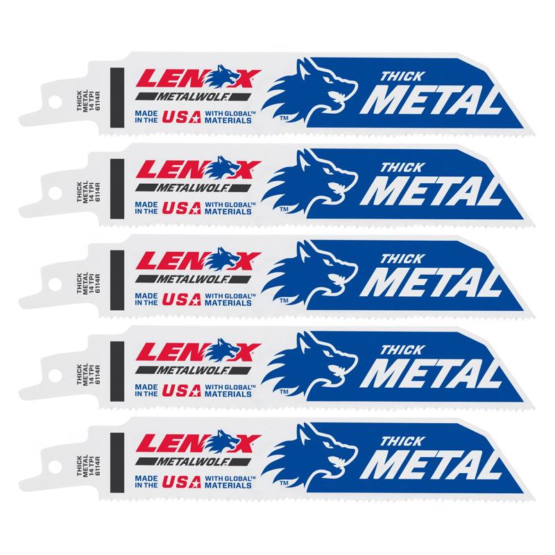 LENOX METALWOLF 6 in. Bi-Metal WAVE EDGE Reciprocating Saw Blade 14 TPI 5 pk