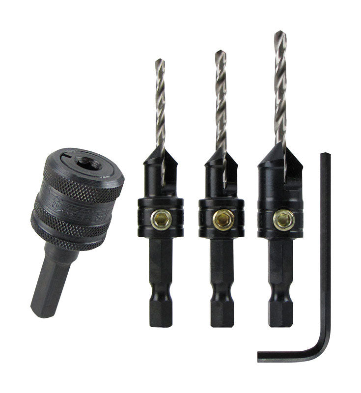 Make it Snappy 7/64 1/8 9/64 in. Steel Countersink & Quick Change Chuck Set 3 pc