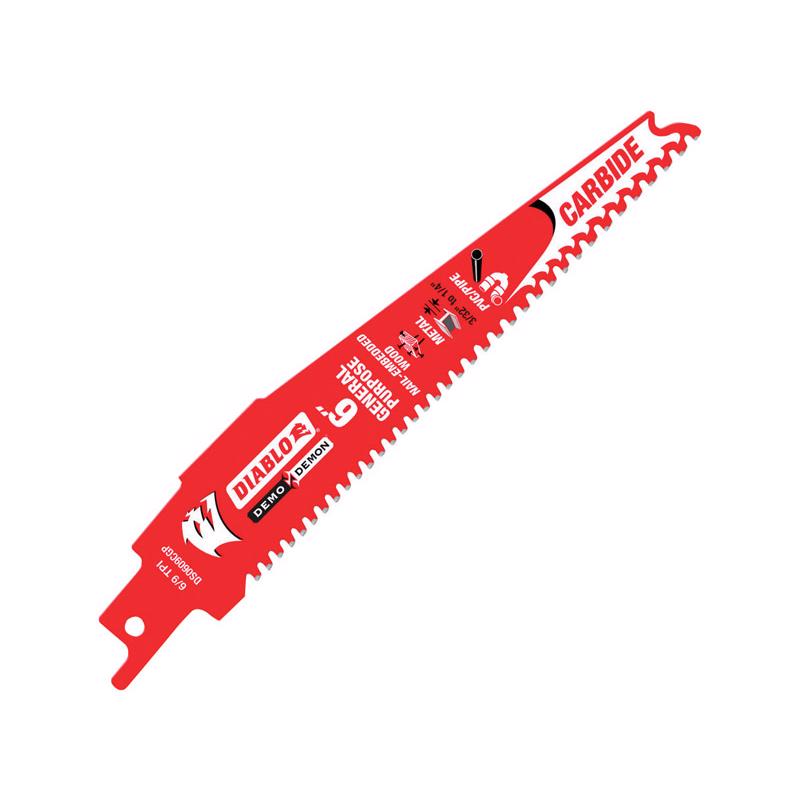 Diablo Demo Demon 6 in. Carbide Tipped General Purpose Reciprocating Saw Blade 6/9 TPI 1 pk